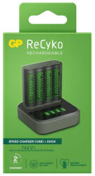 GP ReCyko M451 USB Speed Charger Ni-MH Akkumulátor Töltő + D451 Charger Dock + 4db 2600mAh (AA / R6) Ceruza Újratölthető Elem