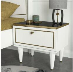 ASIR GROUP Éjjeliszekrény RAVENNA 47, 2x50 cm fehér/fekete/arany 804TRH3402 (AS0685)