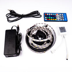 Komplett LED Szalag Szett Beltéri RGBNW Színes és Természetes Fehér 5050 60 LED/M RF 5 Méter