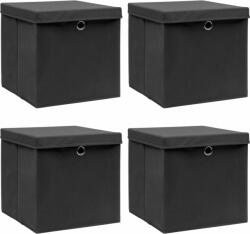 vidaXL Cutii depozitare cu capace, 4 buc. , negru, 32x32x32 cm, textil (288333)
