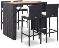 vidaXL Set mobilier de exterior 5 piese, negru, poliratan, lemn acacia (49564) - comfy