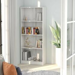vidaXL Bibliotecă cu 4 rafturi, alb extralucios, 60 x 24 x 142 cm, PAL (800879) - comfy