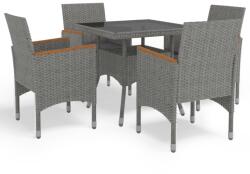 vidaXL Set mobilier de grădină, 5 piese, gri, poliratan și lemn acacia (3058325) - comfy