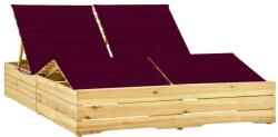 vidaXL Șezlong dublu și perne roșu vin, lemn de pin tratat (3065993) - comfy
