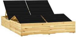 vidaXL Șezlong dublu și perne negre, lemn de pin tratat (3065991) - comfy
