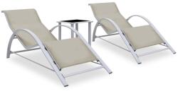 vidaXL Șezlonguri de plajă, 2 buc. , cu masă, crem, aluminiu (310536) - comfy