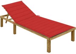 vidaXL Șezlong cu pernă roșie, lemn de pin tratat (3065825) - comfy