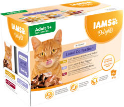 Iams 48x85g IAMS Delights Adult szárazföldi mix szószban nedves macskatáp