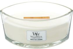 WoodWick Lumânare parfumată în suport de sticlă - WoodWick Hearthwick Flame Ellipse Candle White Tea & Jasmine 453.6 g