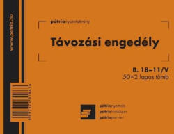  B. 18-11/v Távozási Engedély 50x2 Lapos Tömb 105x70 Mm (ny119) - cartridge