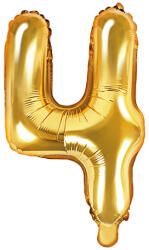 PartyDeco Балон от фолио Mini - число 4 златен 35 см