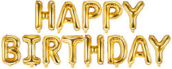 PartyDeco Балон от фолио - Happy Birthday златен надпис 340x35см