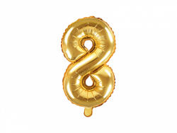 PartyDeco Балон от фолио Mini - число 8 златен 35 см