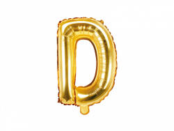 PartyDeco Балон от фолио Mini - Буква D 35см златен