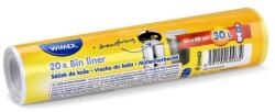 Hulladékgyűjtő zsákok 50x60cm behúzható 30L microtene fehér 20db tekercsben (69483)