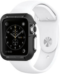 Apple Watch 1-3 (38mm), Szilikon védőkeret, ütésálló, szíj nélkül, Spigen Rugged Armor, fekete - tok-shop