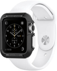 Apple Watch 1-3 (38mm), Szilikon védőkeret, ütésálló, szíj nélkül, Spigen Rugged Armor, fekete