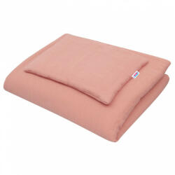 NEW BABY Muszlin ágynemű szett kiságyba töltettel New Baby 100x70 cm rózsaszín - pindurka