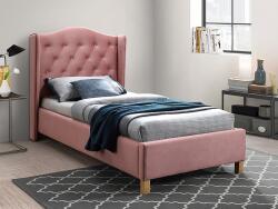 SIGNAL MEBLE Kárpitozott ágy ASPEN VELVET 90 x 200 cm szín rózsaszín/ tölgy