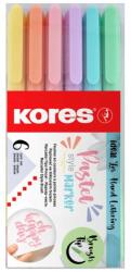 Kores Set 6 markere permanente Kores, varf tip pensula, culori pastel (KS992533)