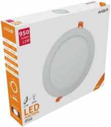 Avide LED Beépíthető Kerek Mennyezeti Lámpa, ALU, 12W, NW, 4000K, 950 lumen, fehér keret, süllyesztett, LED panel, természetes fehér (A8863)