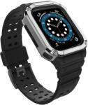 Apple Watch 8/7/6/5/4/3/2 / SE (41/40 / 38mm) Armored Óraszíj és Tok Fekete / Ezüst