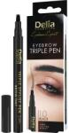 Delia Creion marker pentru sprâncene - Delia Cosmetics Eyebrow Triple Pen 4.0 - Brown