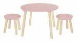  Asztal 2 székkel fából, pasztell rózsaszín Jabadabado