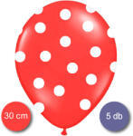 Belbal Pöttyös léggömb, 30cm, piros színben, 5 db/cs