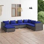 vidaXL Set mobilier de grădină cu perne, 7 piese, gri, poliratan (3101838)