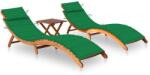 vidaXL Șezlonguri cu masă și perne, 2 buc. , lemn masiv de acacia (3077381)