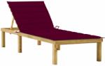 vidaXL Șezlong cu pernă roșu vin, lemn de pin tratat (3065858)