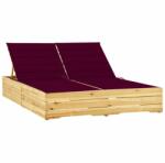 vidaXL Șezlong dublu cu perne roșu vin, lemn de pin tratat (3065978)