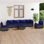 vidaXL Set mobilier de grădină cu perne, 7 piese, gri, poliratan (3102222)