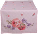 Clayre & Eef Traversa masa bumbac roz Flowers 50x140 cm (DTR64) Fata de masa