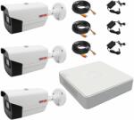  Sistem supraveghere video 3 camere ROVISION2MP22 by Hikvision, 2MP Full HD, lentila 2.8mm, IR 40m, DVR 4 canale 1080P lite, accesorii (34422-)