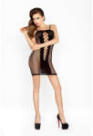 Passion vállpántos, részben hálós miniruha (fekete) - lunaluna