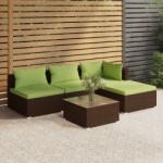 vidaXL Set mobilier de grădină cu perne, 5 piese, maro, poliratan (3101620)