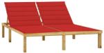vidaXL Șezlong dublu cu perne roșii, lemn de pin tratat (3065885) - comfy