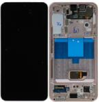 Samsung GH82-27520D Gyári Samsung Galaxy S22 5G OLED kijelző érintővel rózsaszín kerettel előlap (GH82-27520D)