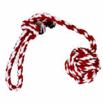 Perfect Pet Jucarie pentru caini - Minge rosie impletita cu maner din sfoara 38cm