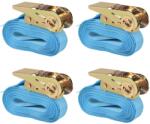 vidaXL Chingi fixare cu clichet 4 buc, 0, 8 tone, 6 m x 25 mm, albastru (142652)