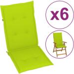 vidaXL Perne scaun cu spătar înalt, 6 buc. , verde, 120x50x3 cm, textil (314121)