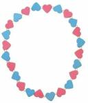 DETOA Colier pentru copii cu inimi roz și albastre (87B305324)