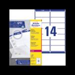 Avery Etikett címke, 99, 1x38, 1mm, öntapadó 14 címke/ív 100 ív/doboz, Avery fehér (L7163-100) - tonerpiac