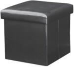 TEMPO KONDELA Összehajtható puff, textilbőr fekete, TELA NEW
