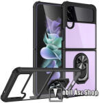 Ott! Mobile SAMSUNG Galaxy Z Flip4 5G, OTT! METAL RING mobiltok, Átlátszó, Fekete