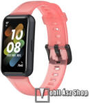  Okosóra szíj - szilikon - ÁTTETSZŐ PIROS - 125mm + 91mm hosszú - HUAWEI Band 7