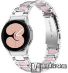  Okosóra műanyag / rozsdamentes acél szíj - EZÜST / RÓZSASZÍN - pillangó csat, strasszkővel díszített - 20mm széles - SAMSUNG Galaxy Watch4 Classic 46mm (SM-R890) / Watch4 Classic 42mm (SM-R880) / Watc