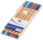 BLUERING Rostirón, tűfilc vízbázisú készlet, 0, 4mm, hatszögletű Bluering® 6 klf. szín (JJ2013566) - tintasziget